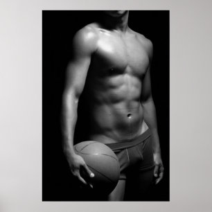 Poster photoprint do jogador de basquetebol B&W