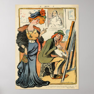 Póster Phryne: caricatura do modelo de um artista