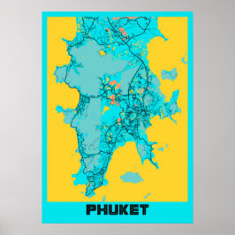 Poster Phuket - Mapa da Cidade de Gloria na Tailândia