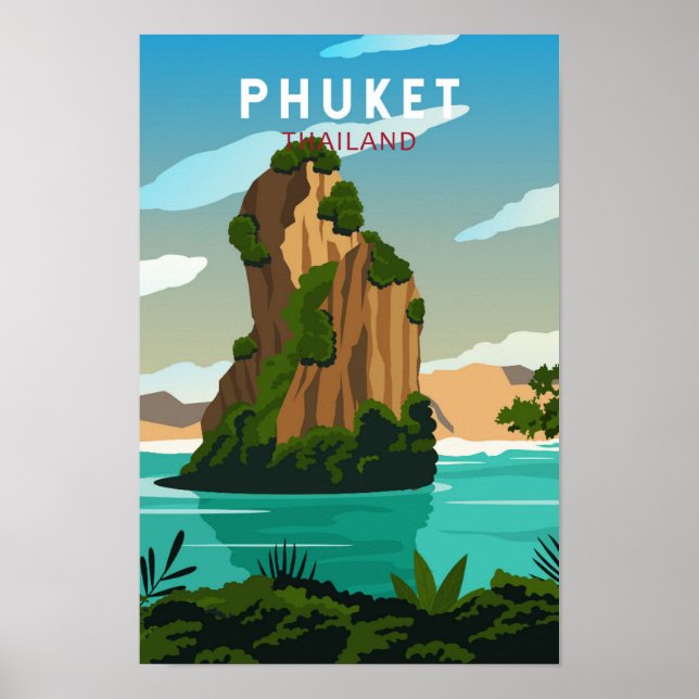Poster Phuket Tailândia Retro (Frente)