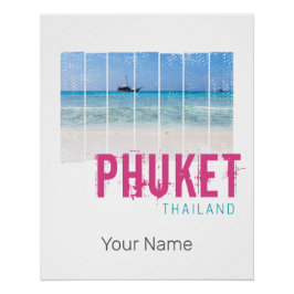 Póster Phuket Thailand Vintage Beach Panorama Souvenir