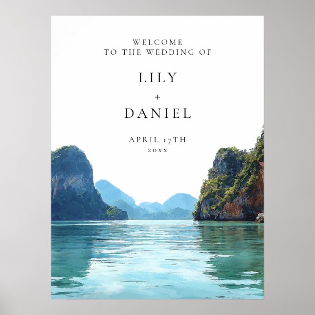 Poster Phuket Thailand Wedding Welcome Sign (Frente)