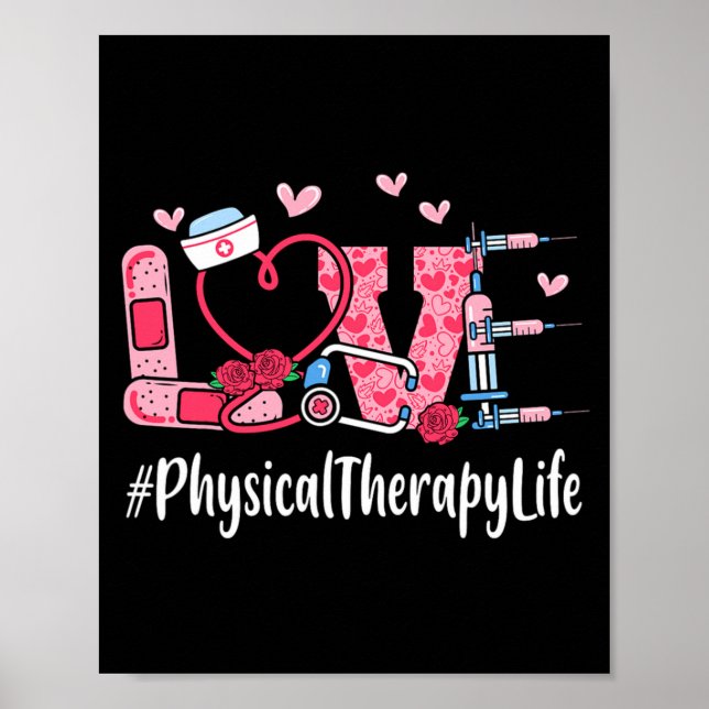 Poster Physical Therapy Love Valentine Day Women Heart Ap (Frente)
