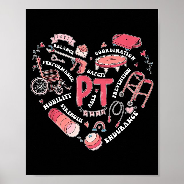 Poster Physical Therapy Pt Valentine Heart Shape Physical (Frente)