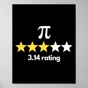 Poster Pi 3.14 Star Rating Funny Pi Humor Pi Day Novelty