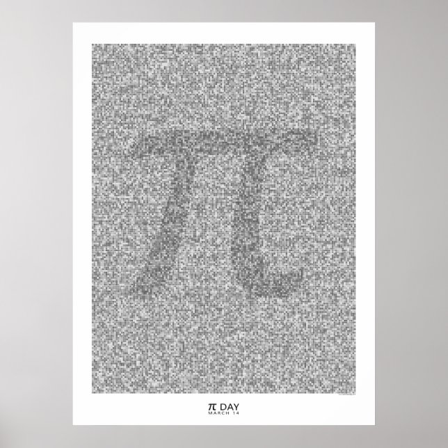 Poster Pi art na casa decimal 31.415 com Pi grande (Frente)