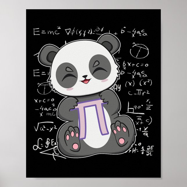 Poster Pi Day 3.14159 Algebra Matheme Anime Panda Bear (Frente)