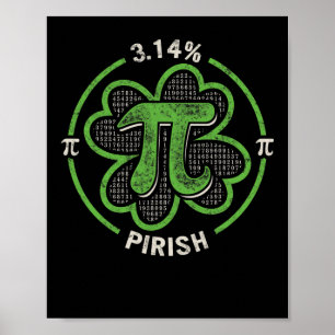 Poster Pi Day 3,14 % Pirish Vintage Irish Shamrock Rua Pa