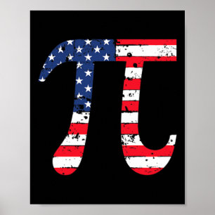 Poster Pi Day American Flag Patriotic Math Nerd 3.14 Funn