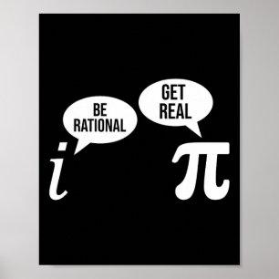 Poster Pi Day Be Rational Get Real Funny Math Equação Te