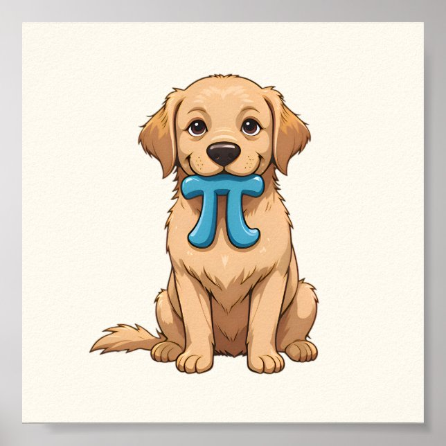 Poster Pi Day Dog Com Símbolo Pi | Feliz Dia Pi (Frente)
