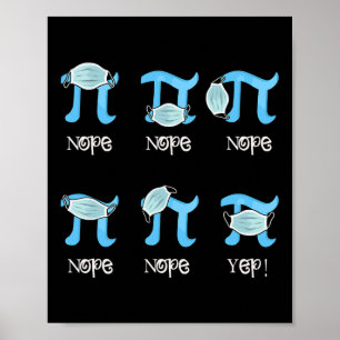 Poster Pi Day Engraçado Símbolo Pi Vestindo Máscara Estud