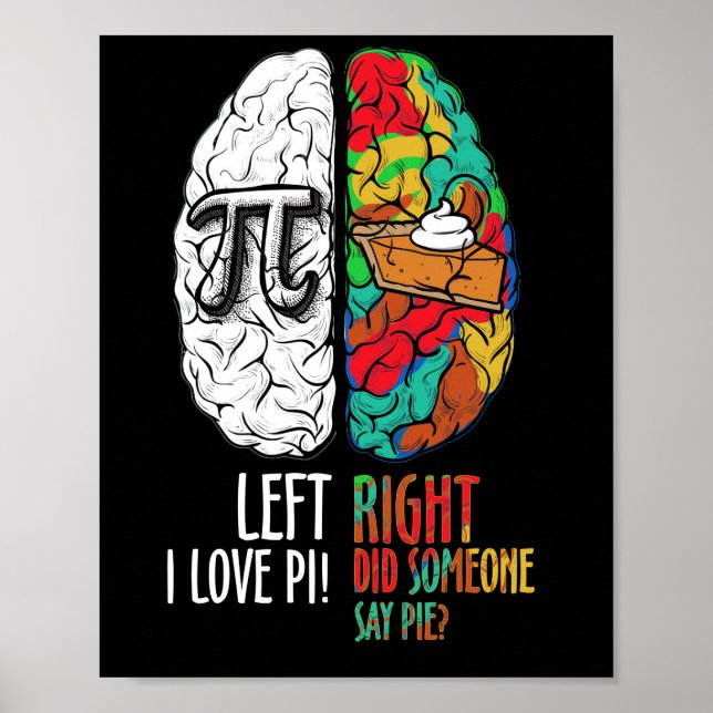 Poster Pi Day Left Vs Right Brain Pie Shirt Matirt Geek (Frente)