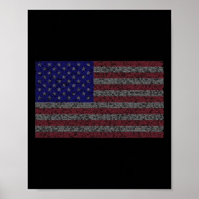 Poster Pi Day Usa Flag Math 3.14 March 14 (Frente)