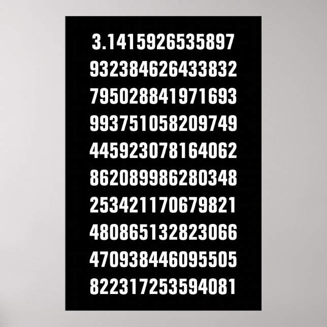 Poster Pi Matemático Branco no Preto (Frente)