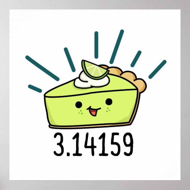 Poster Pi Numero Matemático Pie Pun Engraçado (Frente)