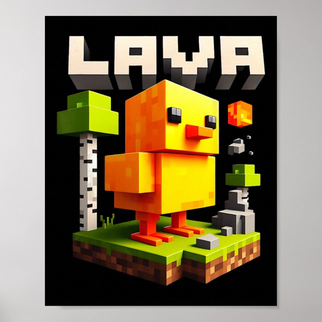 Poster Piada de Frango Pixel Humor de Jogador Meme  (Frente)
