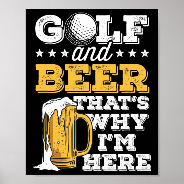 Poster Piada de Golfe e Cerveja Pai Dia dos Pais Divertid (Frente)