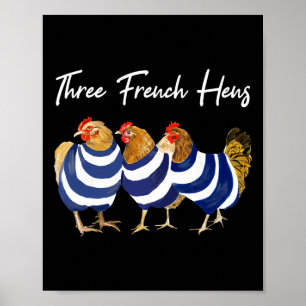 Poster Piada de Natal Engraçada Três Galinhas Francesas P