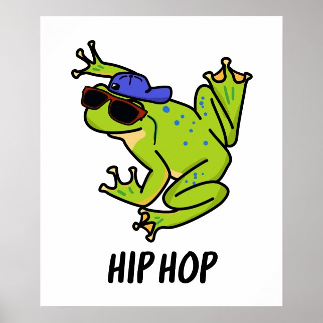 Poster Piada de Sapo Saltitante Divertido de Hip Hop (Frente)