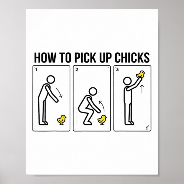 Poster Piadas de Frango Engraçadas para Homens Como Conqu (Frente)