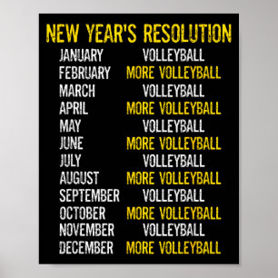 Poster Piadas engraçadas de volei Ano Novo Resoluções de 