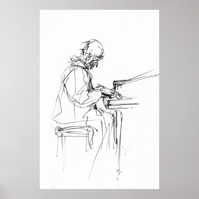 Poster Pianista abstrato Minimalista - (Frente)