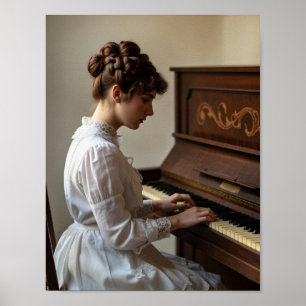 Poster Pianista Feminina Vintage