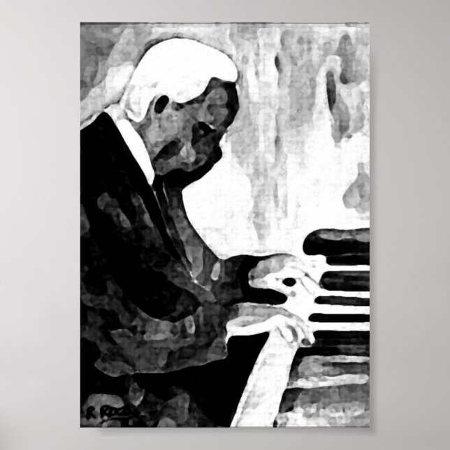 Póster Pianista Jazz O Indian Ink Artwork Impresiones (Frente)
