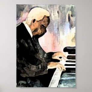 Póster Pianista Jazz O indian Ink Trabalho de arte Impres