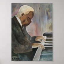 Pianista Jazz Original Oils Trabalho de arte Impre