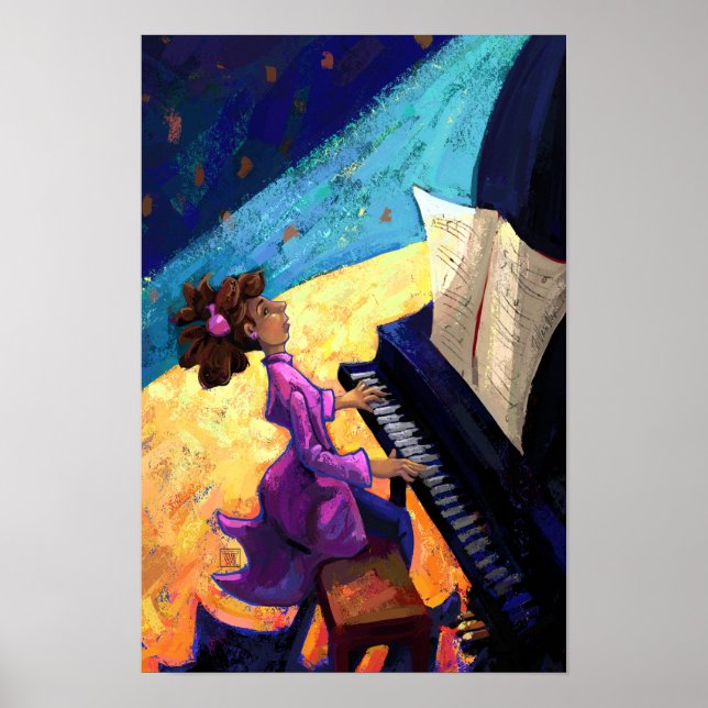 Poster Pianista Menina no Palco (Frente)