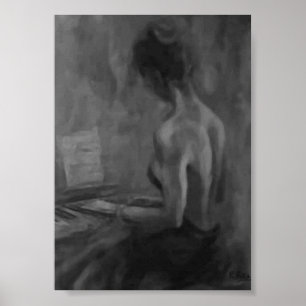 Póster Pianista Mujer Original Oils Trabalho de arte Impr