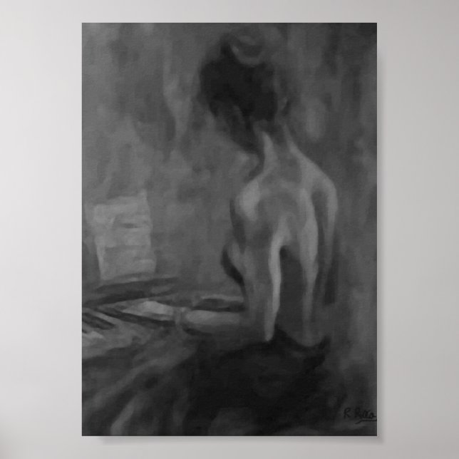 Póster Pianista Mujer Original Oils Trabalho de arte Impr (Frente)