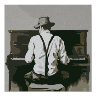 Póster Pianista Vintage em Harmonia