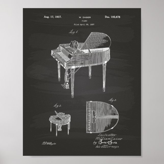 Póster Piano 1937 — Quadro de arte patenteado (Frente)