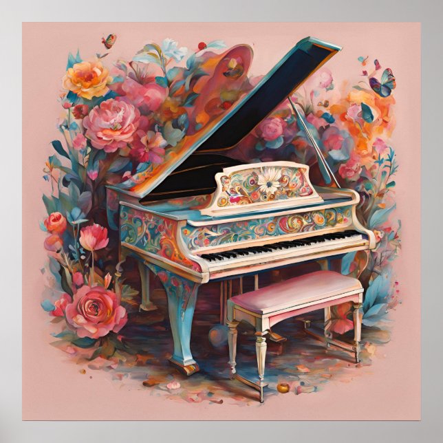 Poster Piano Caprichoso em Flor (Frente)
