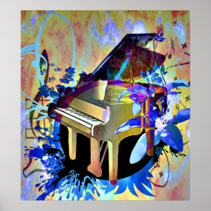 Póster Piano colorido Digital Funky