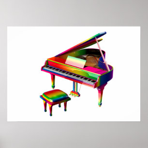 Póster Piano Colorido do Arco-Íris