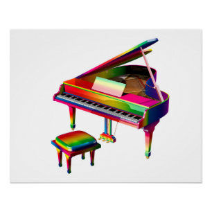 Póster Piano Colorido do Arco-Íris