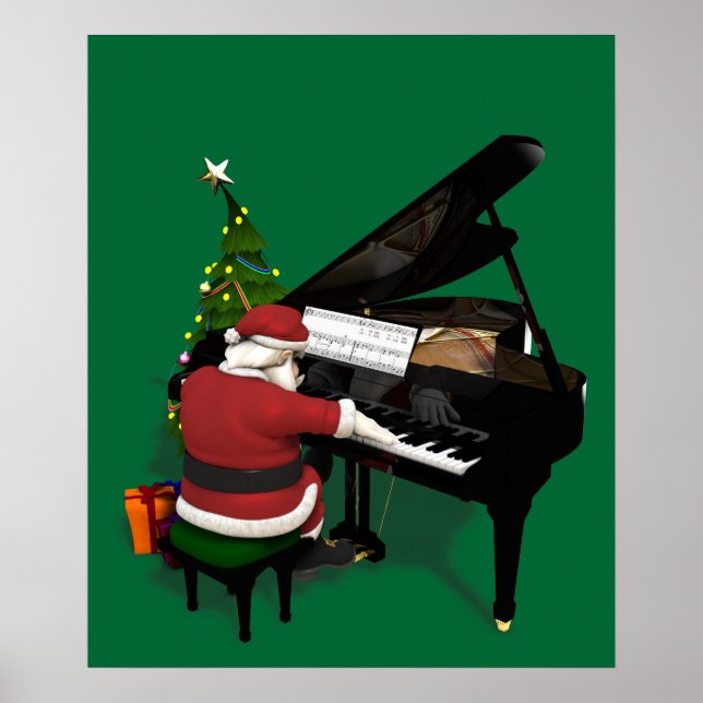 Póster Piano de Reprodução do Papai Noel (Frente)
