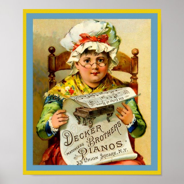 Póster Piano e Decker do Vintage Piano Pianos 1880 (Frente)