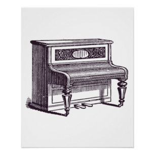 Póster Piano ereto do vintage