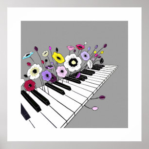 Poster Piano Florido – Música Floral Minimalista