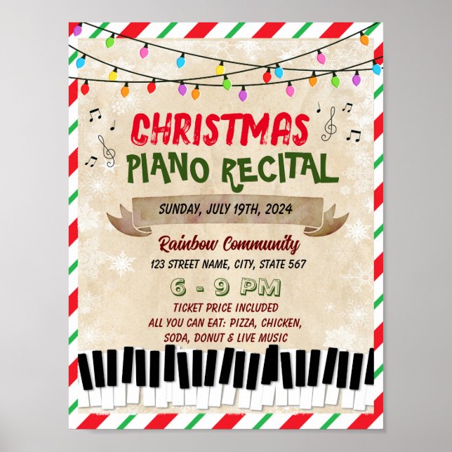 Poster Piano Natal modelo de evento escolar Considerando (Frente)
