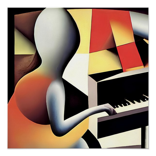 Póster Piano Player - Arte de Pincel (Frente)