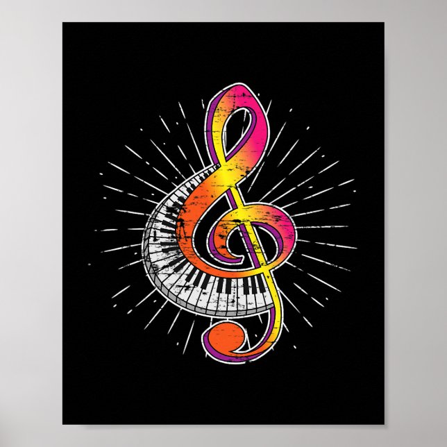 Poster Piano Player Treble Clef Pianist Gift Classical Mu (Frente)