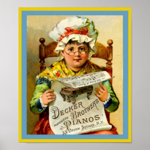 Póster Pianos 1880 dos irmãos da ponte do anúncio do