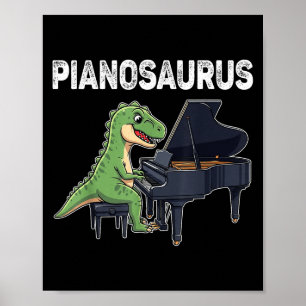 Poster Pianossauro Engraçado Dinossauro Jogando Piano Kid