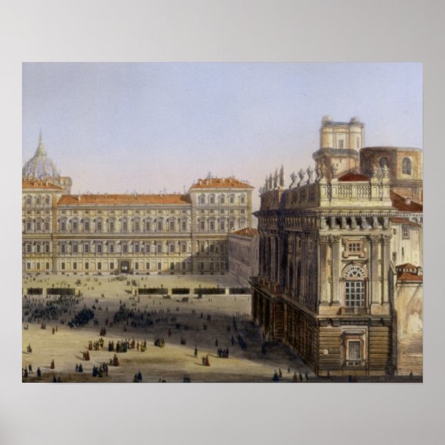 Póster Piazza Castello, Turim, com a gravação F. Citterio (Frente)